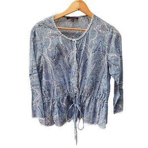 Marchesa Voyage Blue and White Blouse-‎ Size 2